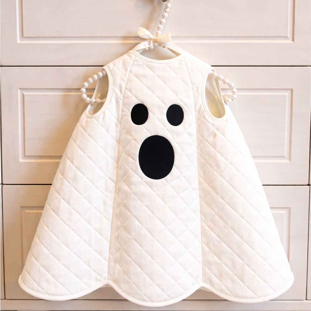 Ruth & Ralph Quilted Ghost Costume Cream White Black Halloween 12-24M Boutique